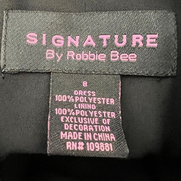 Signature by Robbie Bee Womens Cocktail Dress Sz 8 Black Sleeveless Rhinestones - Picture 7 of 8